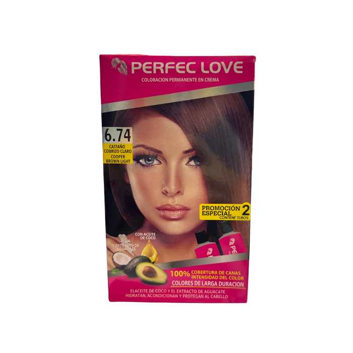 TINTE PERFEC LOVE DOS TUBO CASTAÑO COBRIZO CLARO 6.74