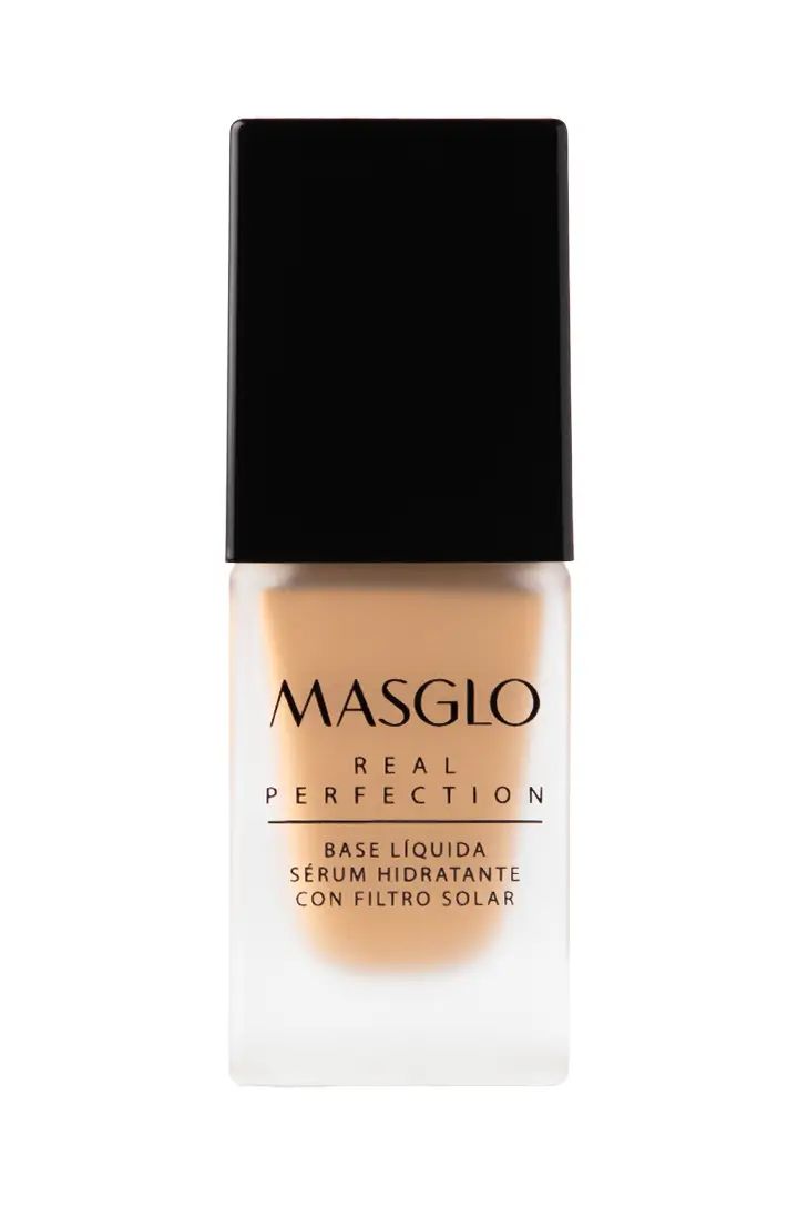 REAL PERFECTION - BASE LIQUIDA SERUM HIDRATANTE CON FILTRO SOLAR MASGLO COSMETICS 20 GR - GAMA OSCURO 1
