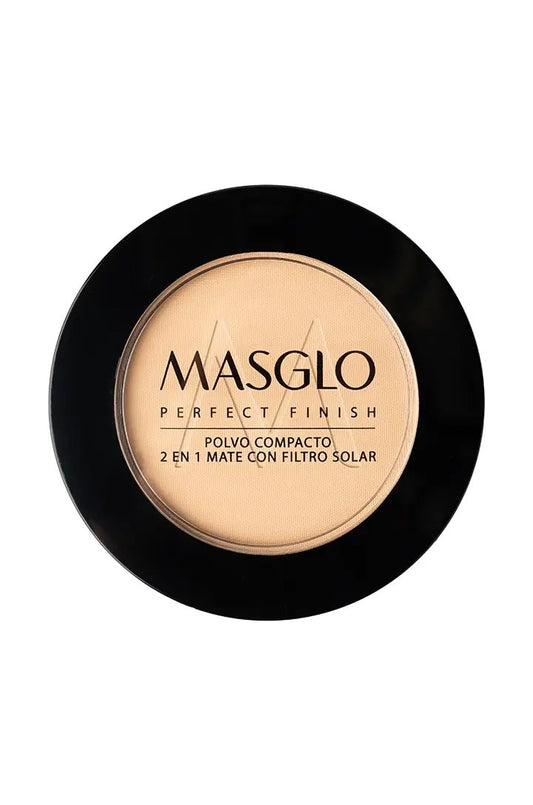 PERFECT FINISH - POLVO COMPACTO 2 EN 1 CON FILTRO SOLAR MASGLO COSMETICS 10 GR - GAMA CLARO 1